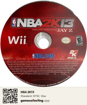 NBA 2K13 Nintendo Wii, NTSC disc