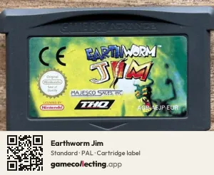 Earthworm Jim Game Boy Advance, PAL cartridge label