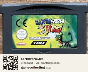 Earthworm Jim Game Boy Advance, PAL cartridge label