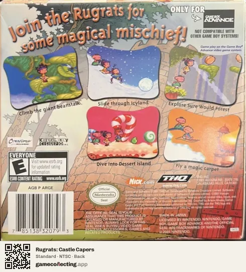 Rugrats: Castle Capers Game Boy Advance, NTSC box back