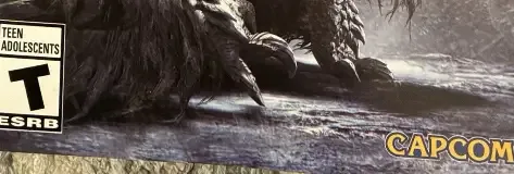Monster Hunter Wilds, the ESRB box on its front
