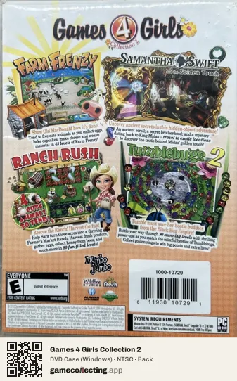 Games 4 Girls Collection 2 Computer, NTSC box back