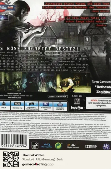 The Evil Within PlayStation 4, Germany box back
