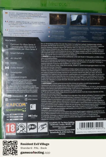 Resident Evil Village Xbox One, PAL box back