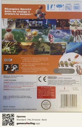 Opoona Nintendo Wii, France box back