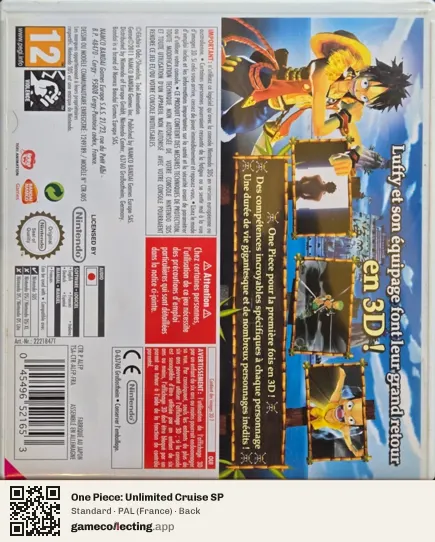 One Piece: Unlimited Cruise SP Nintendo 3DS, France box back