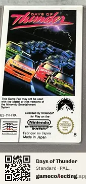 Days of Thunder Nintendo Entertainment System, PAL cartridge label