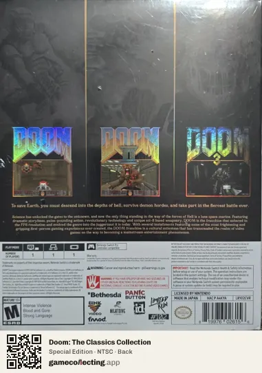Doom: The Classics Collection Nintendo Switch, NTSC box back