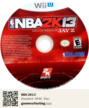 NBA 2K13 Nintendo Wii U, NTSC disc
