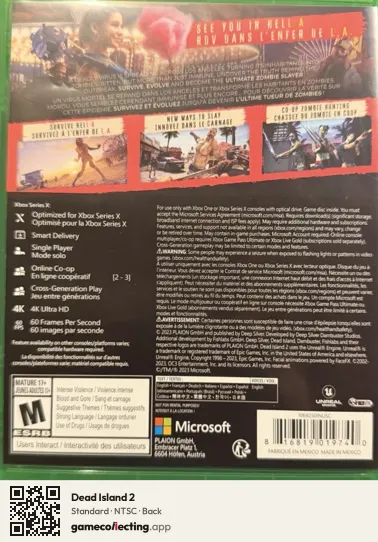 Dead Island 2 Xbox Series X, NTSC box back