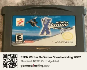 ESPN Winter X-Games Snowboarding 2002 Game Boy Advance, NTSC cartridge label