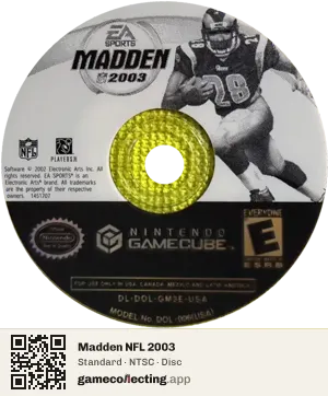 Madden NFL 2003 Nintendo GameCube, NTSC disc