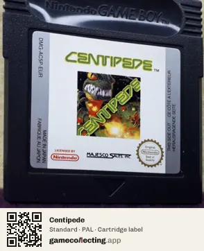 Centipede Game Boy Color, PAL cartridge label