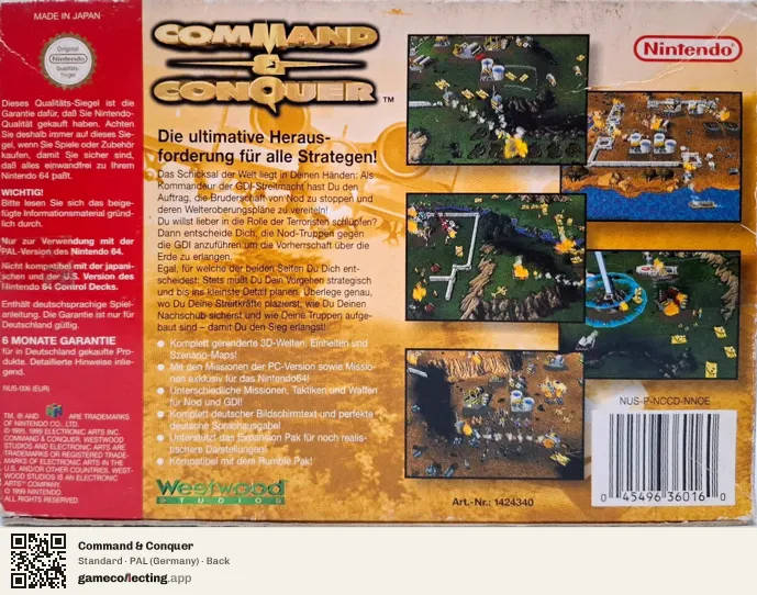 Command & Conquer Nintendo 64, Germany box back
