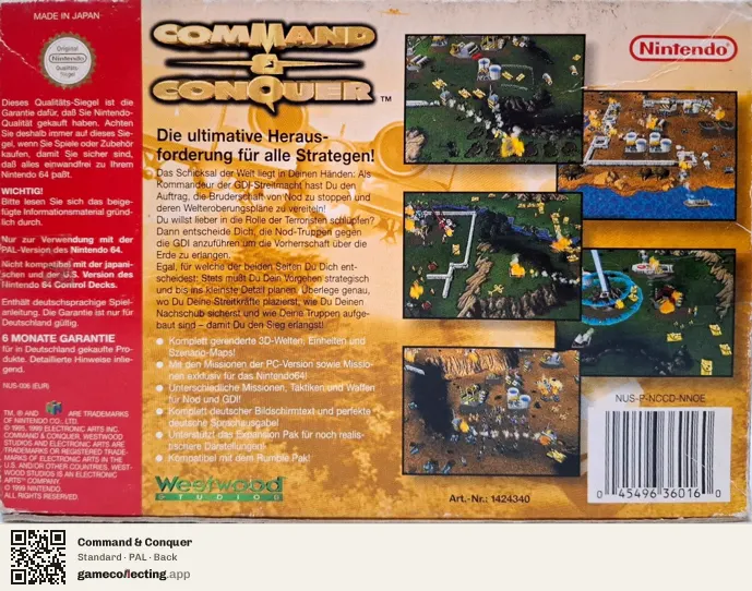 Command & Conquer Nintendo 64, PAL box back