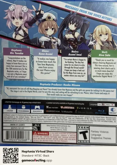 Neptunia Virtual Stars PlayStation 4, NTSC box back