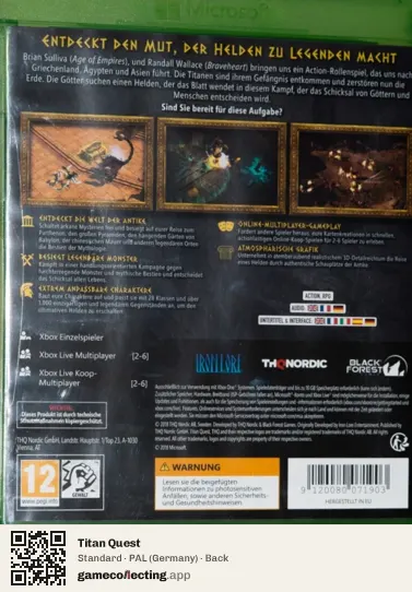 Titan Quest Xbox One, Germany box back