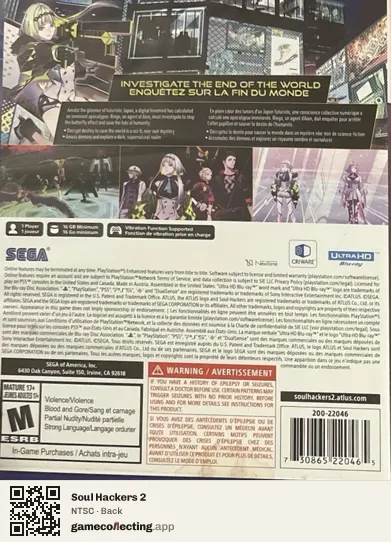 Soul Hackers 2 PlayStation 5, NTSC box back