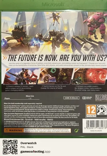 Overwatch Xbox One, PAL box back