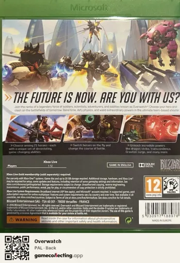 Overwatch Xbox One, PAL box back
