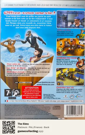 The Sims PlayStation 2, France box back