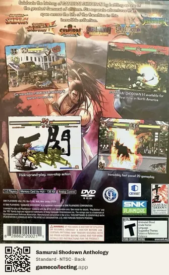 Samurai Shodown Anthology PlayStation 2, NTSC box back