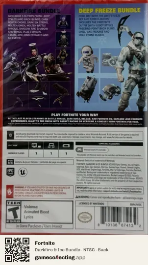 Fortnite Nintendo Switch 2, NTSC box back