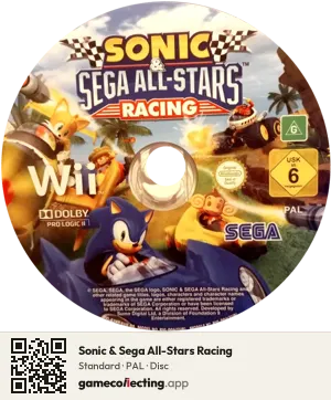 Sonic & Sega All-Stars Racing Nintendo Wii, PAL disc