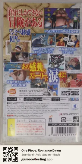 One Piece: Romance Dawn PlayStation Portable, Japan box back