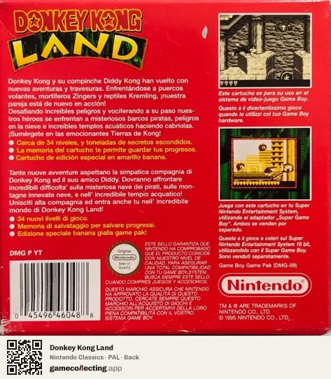 Donkey Kong Land Game Boy, PAL box back