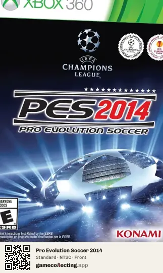 Pro Evolution Soccer 2014 Xbox 360, NTSC box front