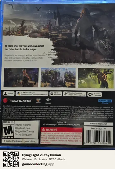 Dying Light 2 Stay Human PlayStation 5, NTSC box back