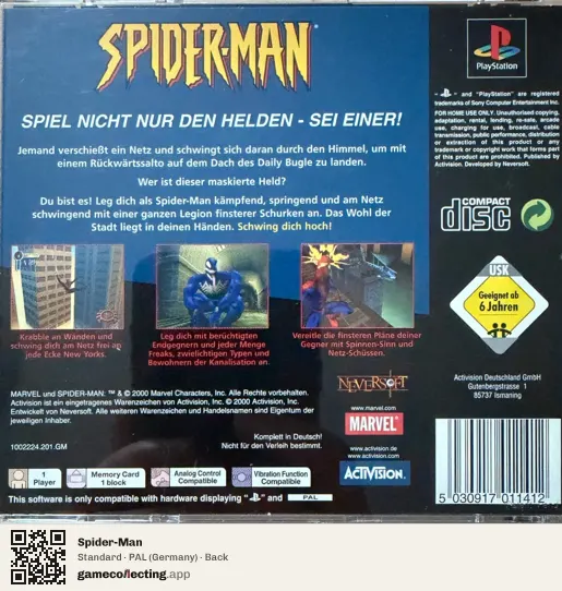 Spider-Man PlayStation, Germany box back