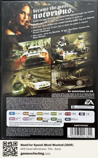 Need for Speed: Most Wanted (2005) Computer, PAL box back