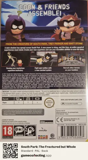South Park: The Fractured but Whole Nintendo Switch, PAL box back