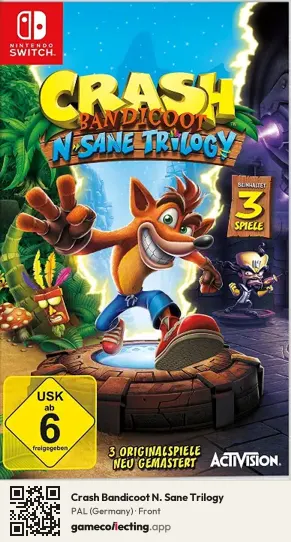 Crash Bandicoot N. Sane Trilogy Nintendo Switch, Germany box front