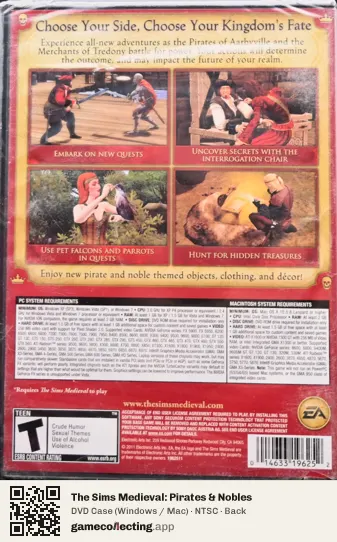 The Sims Medieval: Pirates & Nobles Computer, NTSC box back
