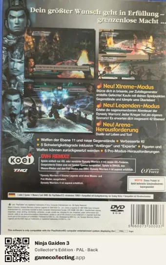 Ninja Gaiden 3 Xbox 360, PAL box back