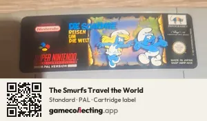 The Smurfs Travel the World Super Nintendo Entertainment System, PAL cartridge label