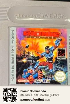 Bionic Commando Game Boy, PAL cartridge label