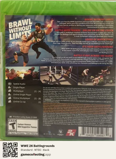 WWE 2K Battlegrounds Xbox One, NTSC box back
