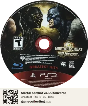 Mortal Kombat vs. DC Universe PlayStation 3, NTSC disc