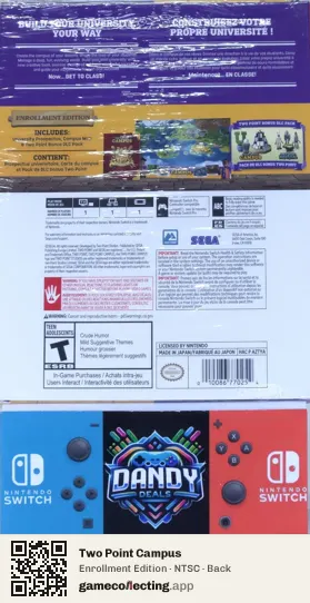 Two Point Campus Nintendo Switch, NTSC box back