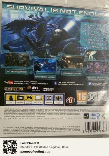 Lost Planet 3 PlayStation 3, United Kingdom box back