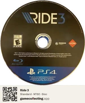Ride 3 PlayStation 4, NTSC disc