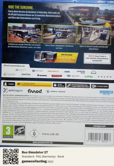 Bus Simulator 27 PlayStation 5, Germany box back