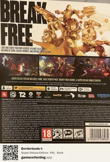 Borderlands 4 PlayStation 5, PAL box back