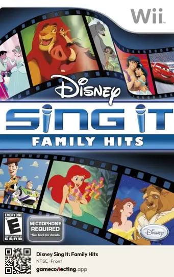 Disney Sing It: Family Hits Nintendo Wii, NTSC box front