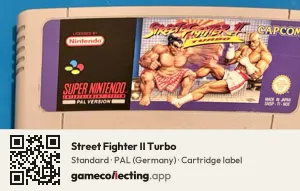 Street Fighter II Turbo Super Nintendo Entertainment System, PAL cartridge label
