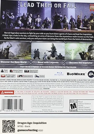 Dragon Age: Inquisition PlayStation 3, NTSC box back